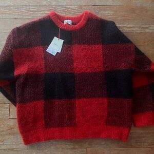 Red and Black Plaid Men's Sweater